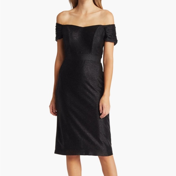 Tahari ASL Dresses & Skirts - Tahari ASL Metallic Off the Shoulder Black Dress